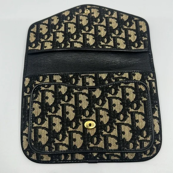 Christian Dior Monogram Black & Tan Envelope Small Clutch Wallet - Picture 5 of 9